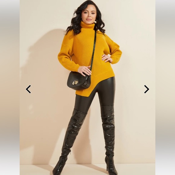 Marciano Mustard Colour Turtleneck Asymmetrical Sweater - Size XS - Picture 1 of 10